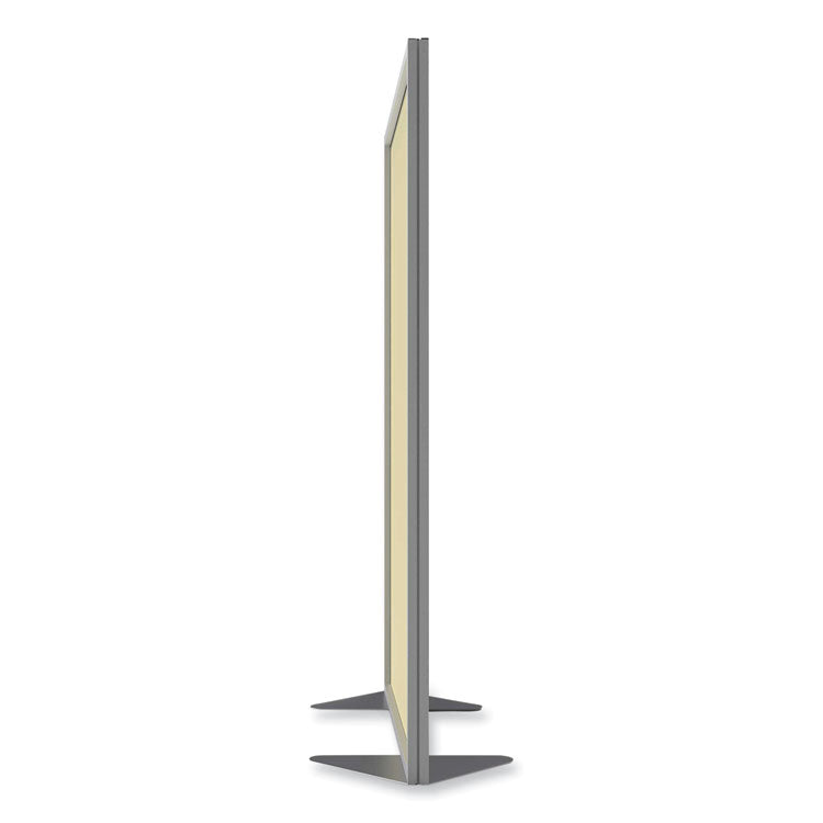 Floor Partition with Aluminum Frame and 2 Split Panel Infill, 48.06 x 2.04 x 71.86, White/Carmel