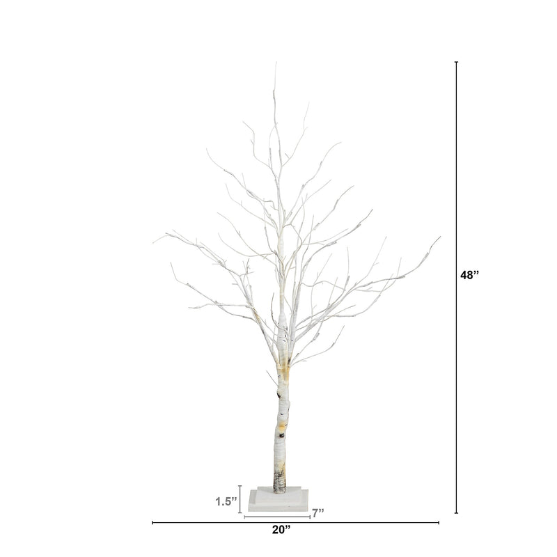 Nearly Natural 4-ft Pre-Lit Artificial White Birch Tree with 51 White LED Lights (T4930)