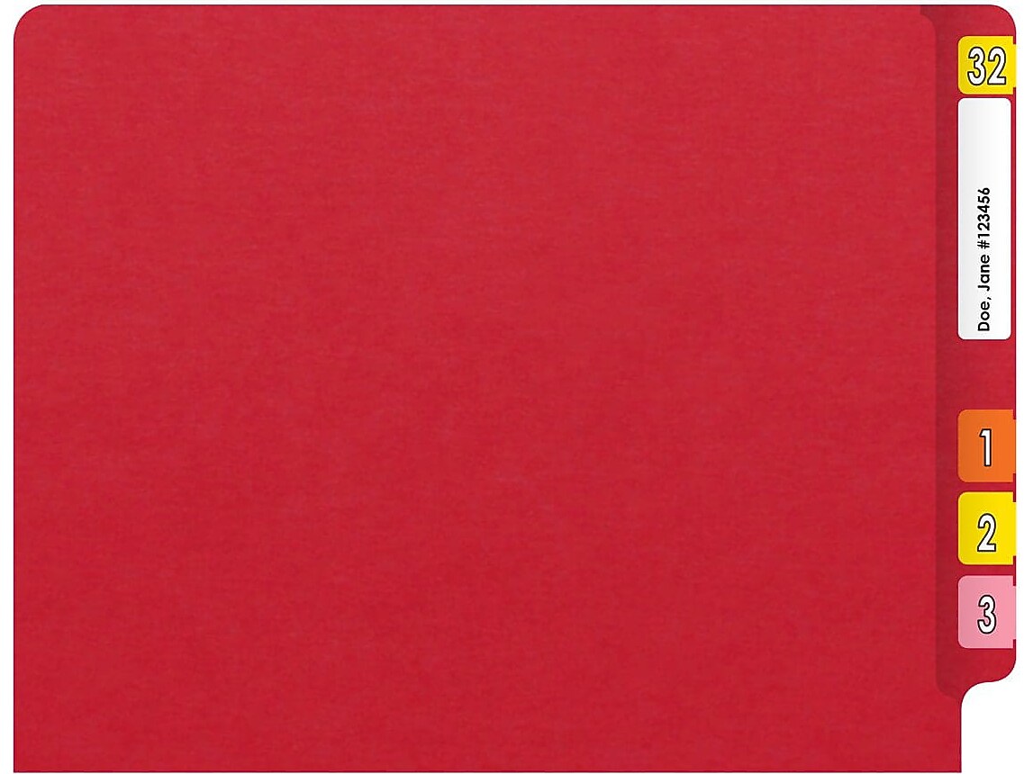 Medical Arts Press Heavy-Duty End Tab File Folder, Straight Cut, Letter-Size, Red, 40/Box (S-09458-RED)
