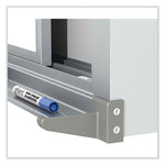 Horizontal Sliding Porcelain Magnetic Whiteboard, 72" x 48", White Surface, Anodized Aluminum Frame