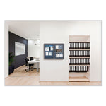 Ovation 1 Door Enclosed Fabric Bulletin Board, 24.13" x 33.75", Beige Surface, Powder-Coated Gray Aluminum Frame