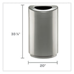 Open Top Round Waste Receptacle, 30 gal, Steel, Silver