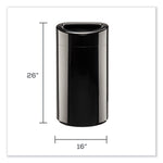 Open Top Oval Waste Receptacle, 14 gal, Steel, Black