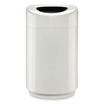 Open Top Round Waste Receptacle, 30 gal, Steel, White