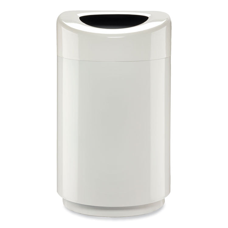 Open Top Round Waste Receptacle, 30 gal, Steel, White