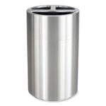 Triple Recycling Receptacle, 40 gal, Steel, Brushed Aluminum