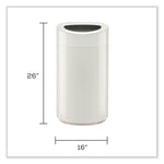 Open Top Oval Waste Receptacle, 14 gal, Steel, White