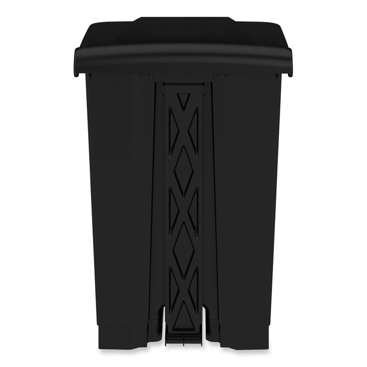 Plastic Step-On Receptacle, 12 gal, Plastic, Black
