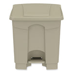 Plastic Step-On Receptacle, 8 gal, Metal, Tan
