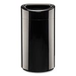 Open Top Oval Waste Receptacle, 14 gal, Steel, Black