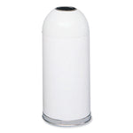 Open Top Dome Receptacle, 15 gal, Steel, White