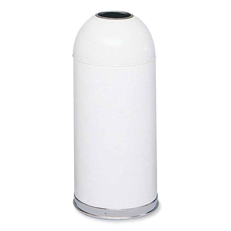 Open Top Dome Receptacle, 15 gal, Steel, White