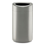 Open Top Oval Waste Receptacle, 14 gal, Steel, Silver