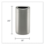 Open Top Oval Waste Receptacle, 14 gal, Steel, Silver