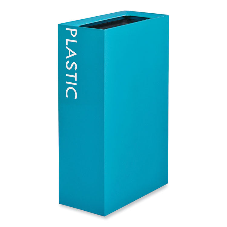 Mixx Recycling Center Rectangular Receptacle, 29 gal, Steel, Blue