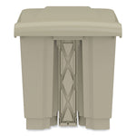 Plastic Step-On Receptacle, 8 gal, Metal, Tan