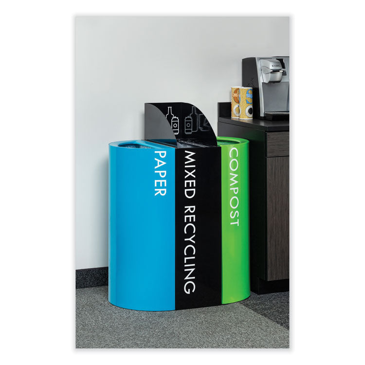 Mixx Recycling Center Rectangular Receptacle, 29 gal, Steel, Blue