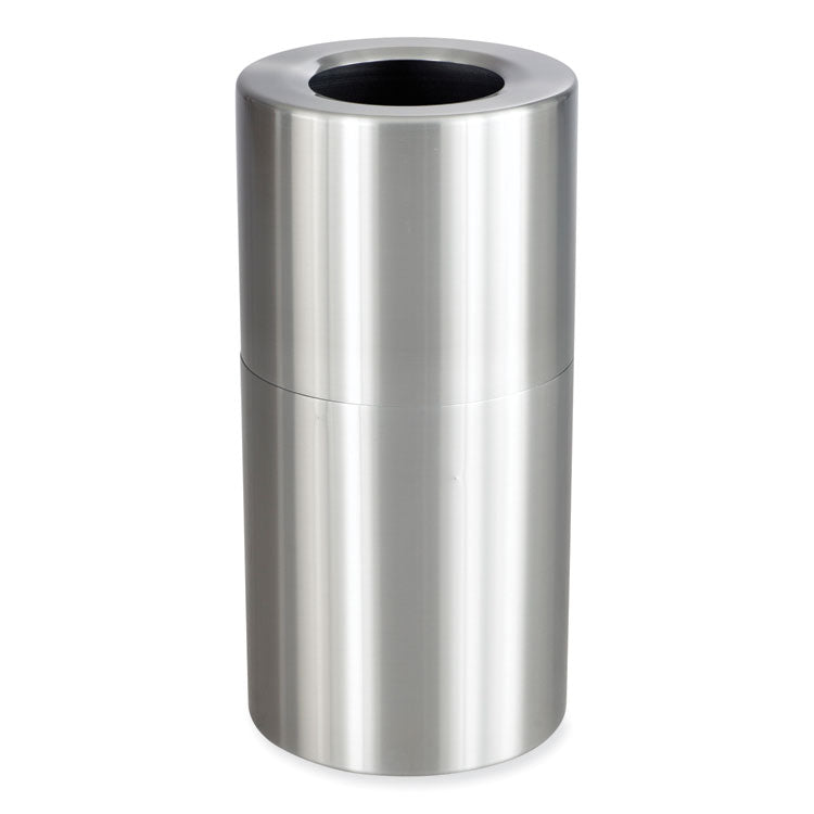 Single Recycling Receptacle, 20 gal, Steel, Brushed Aluminum