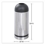 Waste Receptacle, 15 gal, Steel, Stainless Steel/Black