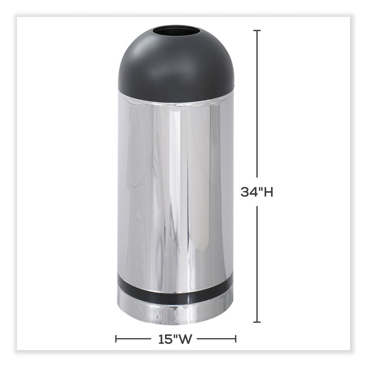 Waste Receptacle, 15 gal, Steel, Stainless Steel/Black
