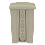 Plastic Step-On Receptacle, 12 gal, Plastic, Tan