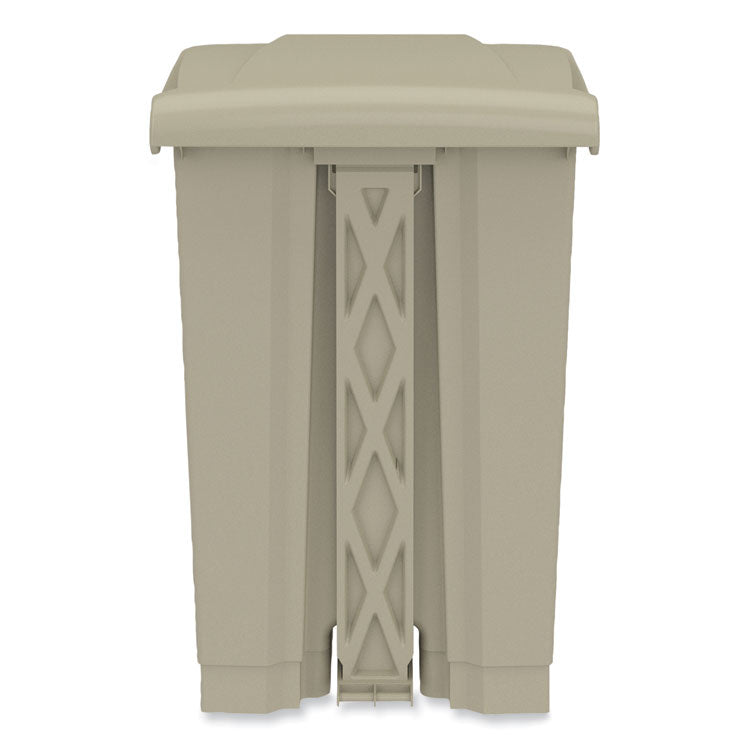 Plastic Step-On Receptacle, 12 gal, Plastic, Tan