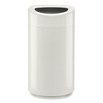 Open Top Oval Waste Receptacle, 14 gal, Steel, White