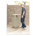 Canmeleon Recessed Panel Receptacles, Side-Open, 38 gal, Polyethylene, Tan