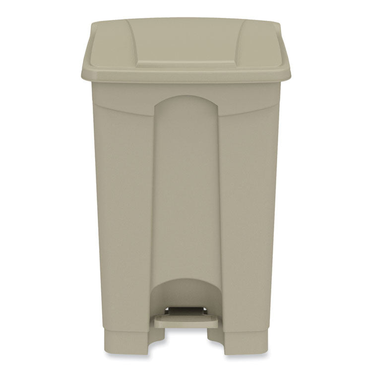 Plastic Step-On Receptacle, 12 gal, Plastic, Tan