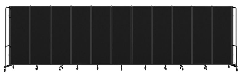 National Public Seating Robo Series 11-Panel Folding Mobile Room Divider, 72"H x 256"W, Black Fabric (RDB6-11PT10)