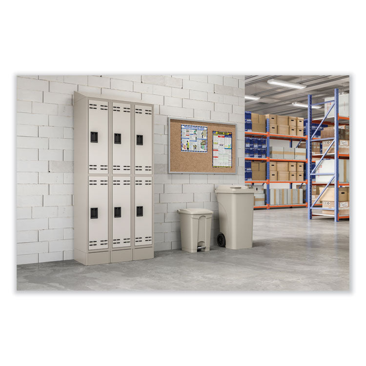 Plastic Step-On Receptacle, 12 gal, Plastic, Tan
