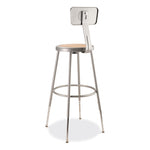 6200 Series 25" to 33" Height Adjustable Heavy Duty Stool with Backrest, Supports Up to 500 lb, Brown Seat, Gray Base