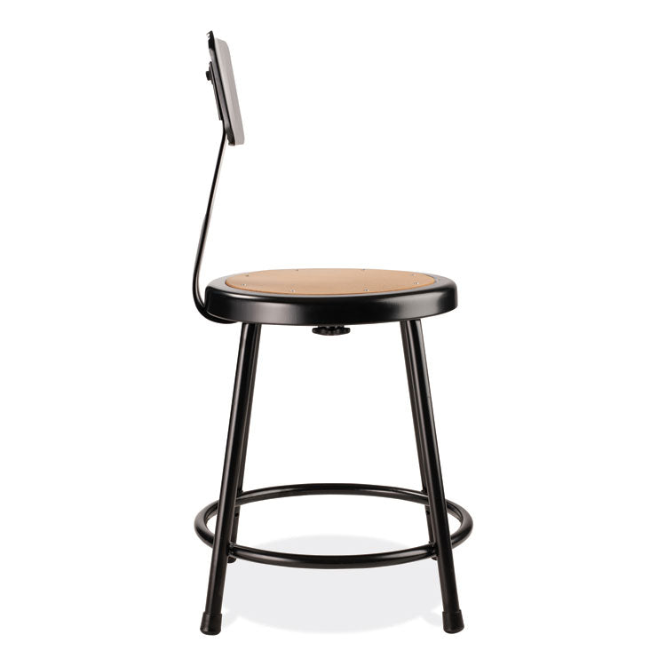 6200 Series Heavy Duty Stool with Backrest, Supports Up to 500 lb, 18" Seat Height, Brown Seat, Black Back/Base