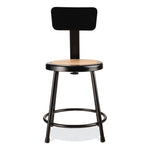 6200 Series Heavy Duty Stool with Backrest, Supports Up to 500 lb, 18" Seat Height, Brown Seat, Black Back/Base