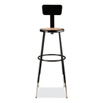 6200 Series 32"-39" Height Adjustable Heavy Duty Stool With Backrest, Supports Up to 500 lb, Brown Seat, Black Base