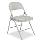 950 Series Vinyl Padded Steel Folding Chair, Supports Up to 250 lb, 17.75" Seat Height, Gray, 4/Carton