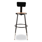 6200 Series 25" to 33" Height Adjustable Heavy Duty Stool with Backrest, Supports Up to 500 lb, Brown Seat, Black Base