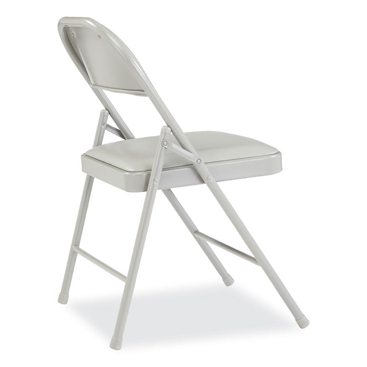 950 Series Vinyl Padded Steel Folding Chair, Supports Up to 250 lb, 17.75" Seat Height, Gray, 4/Carton