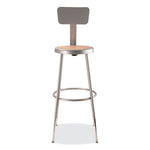 6200 Series 25" to 33" Height Adjustable Heavy Duty Stool with Backrest, Supports Up to 500 lb, Brown Seat, Gray Base