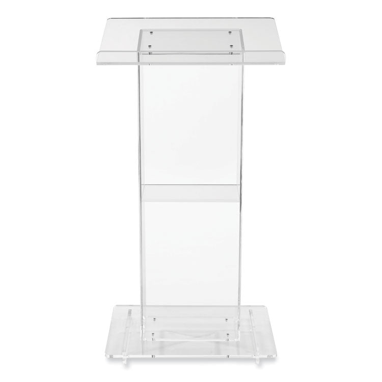 Clear Acrylic Lectern with Shelf, 24 x 15 x 46, Clear