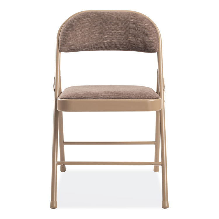 970 Series Fabric Padded Steel Folding Chair, Supports Up to 250 lb, 17.75" Seat Height, Star Trail Brown, 4/Carton