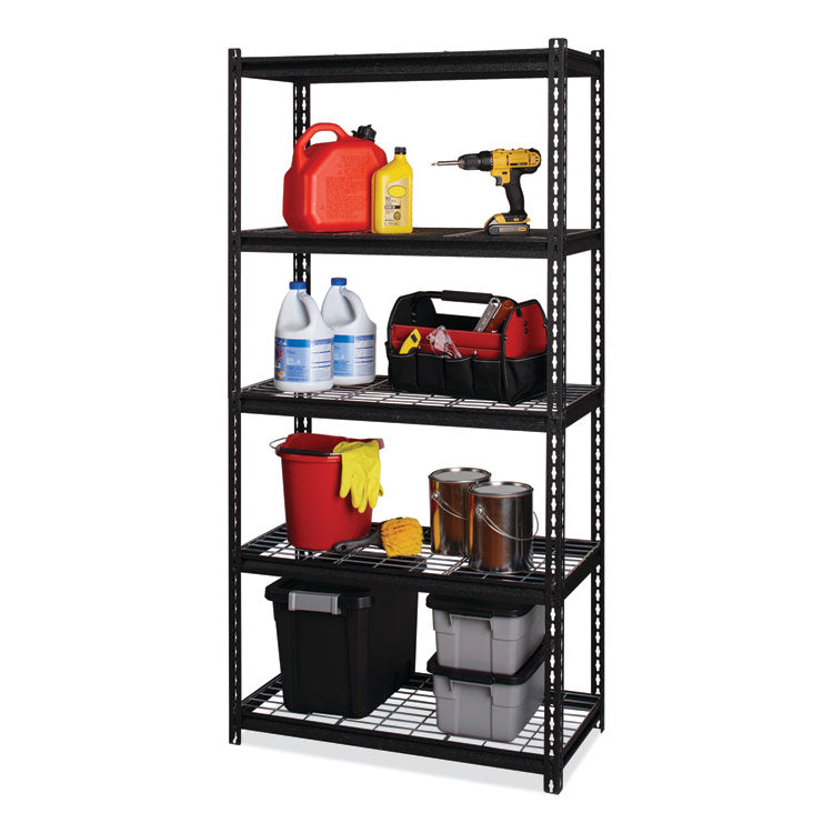 Iron Horse 2300 Wire Deck Shelving, Five-Shelf, 36w x 18d x 72h, Black