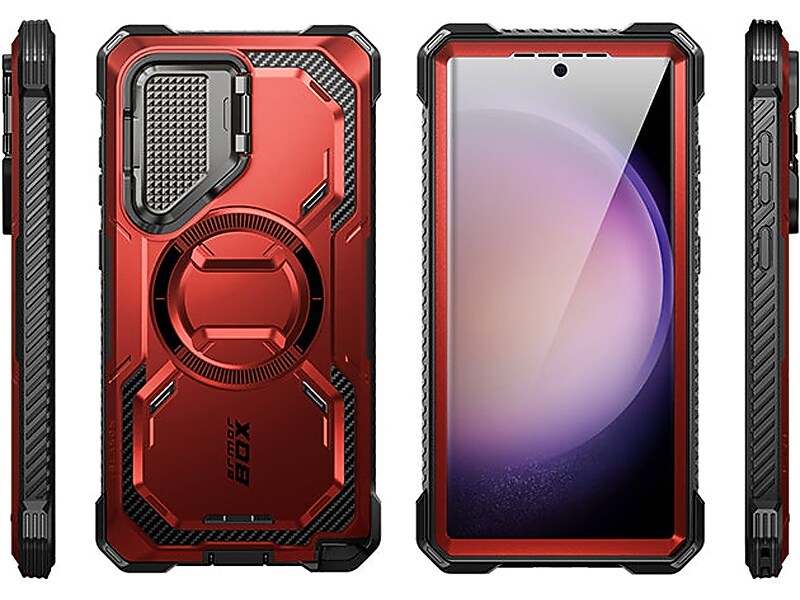 i-Blason ArmorBox MagSafe Rugged Case for Samsung Galaxy S24 Ultra, Metallic Red (GS24UABSRD)