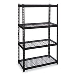 Iron Horse 2300 Wire Deck Shelving, Four-Shelf, 36w x 18d x 60h, Black