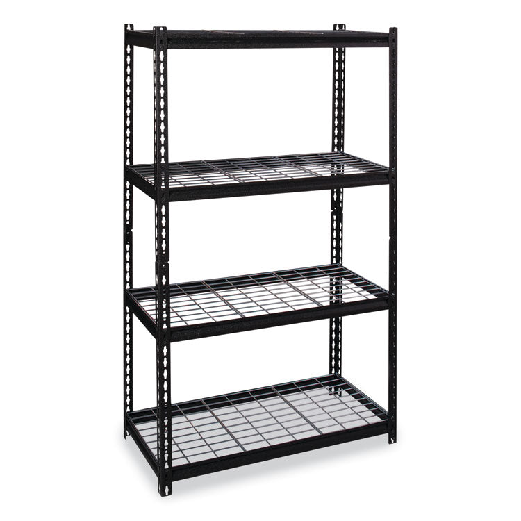 Iron Horse 2300 Wire Deck Shelving, Four-Shelf, 36w x 18d x 60h, Black