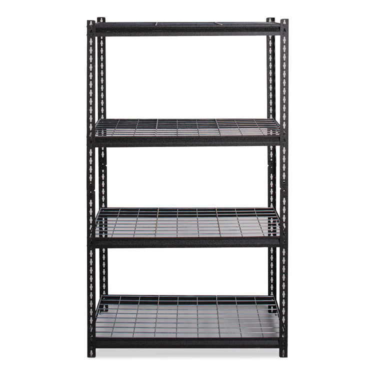 Iron Horse 2300 Wire Deck Shelving, Four-Shelf, 36w x 18d x 60h, Black