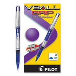 VBall Grip Liquid Ink Rollerball Pen, Stick, Fine 0.7 mm, Blue Ink, Blue/Silver Barrel, Dozen