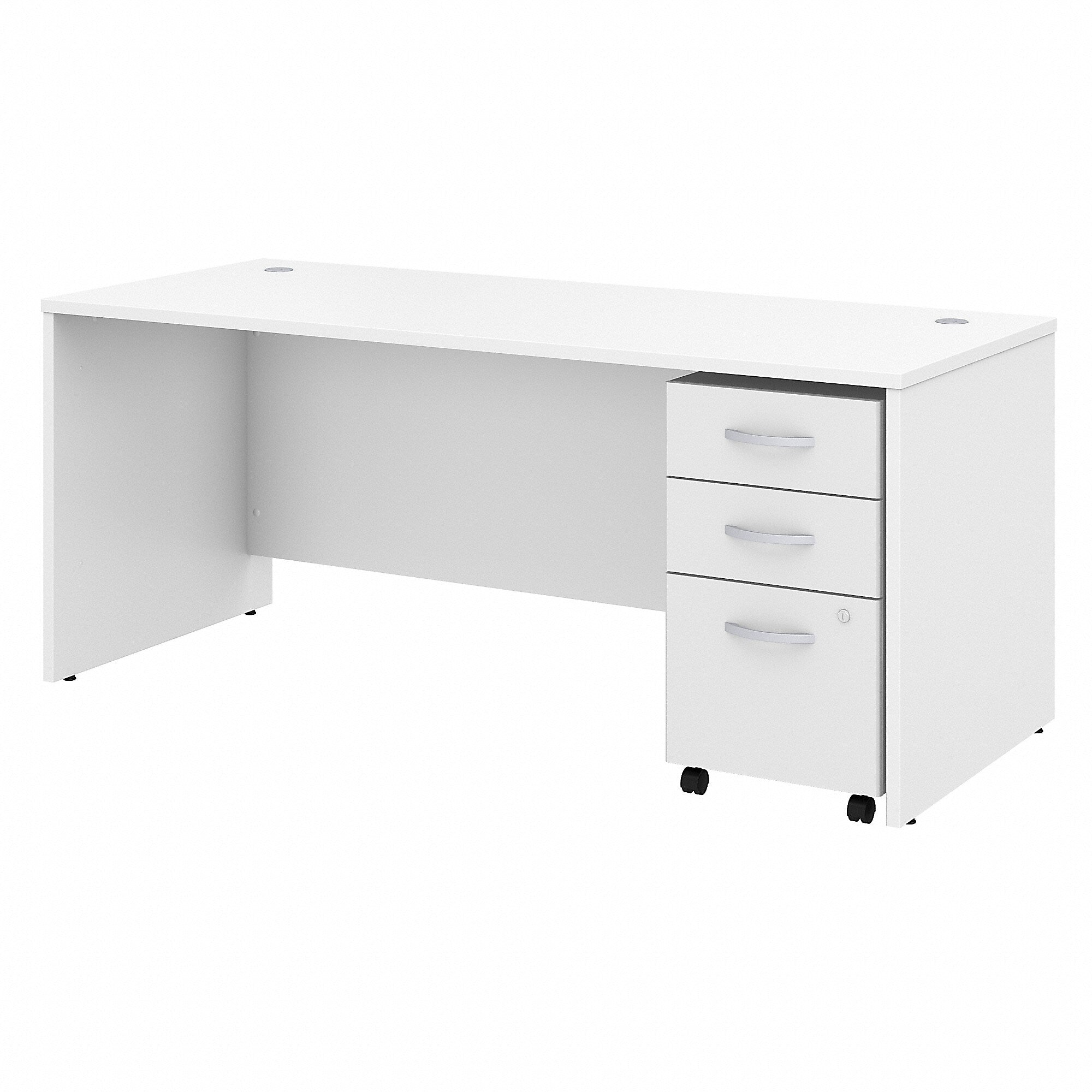 Bush Business Furniture Studio C 72"W Office Desk with Mobile File Cabinet, White (STC013WH)