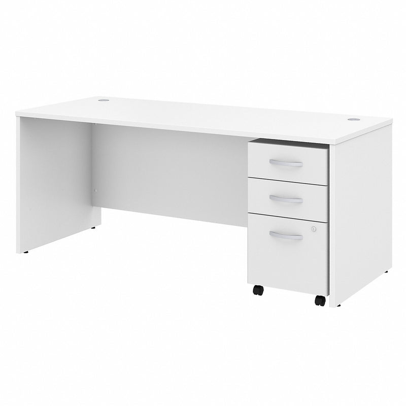 Bush Business Furniture Studio C 72"W Office Desk with Mobile File Cabinet, White (STC013WH)