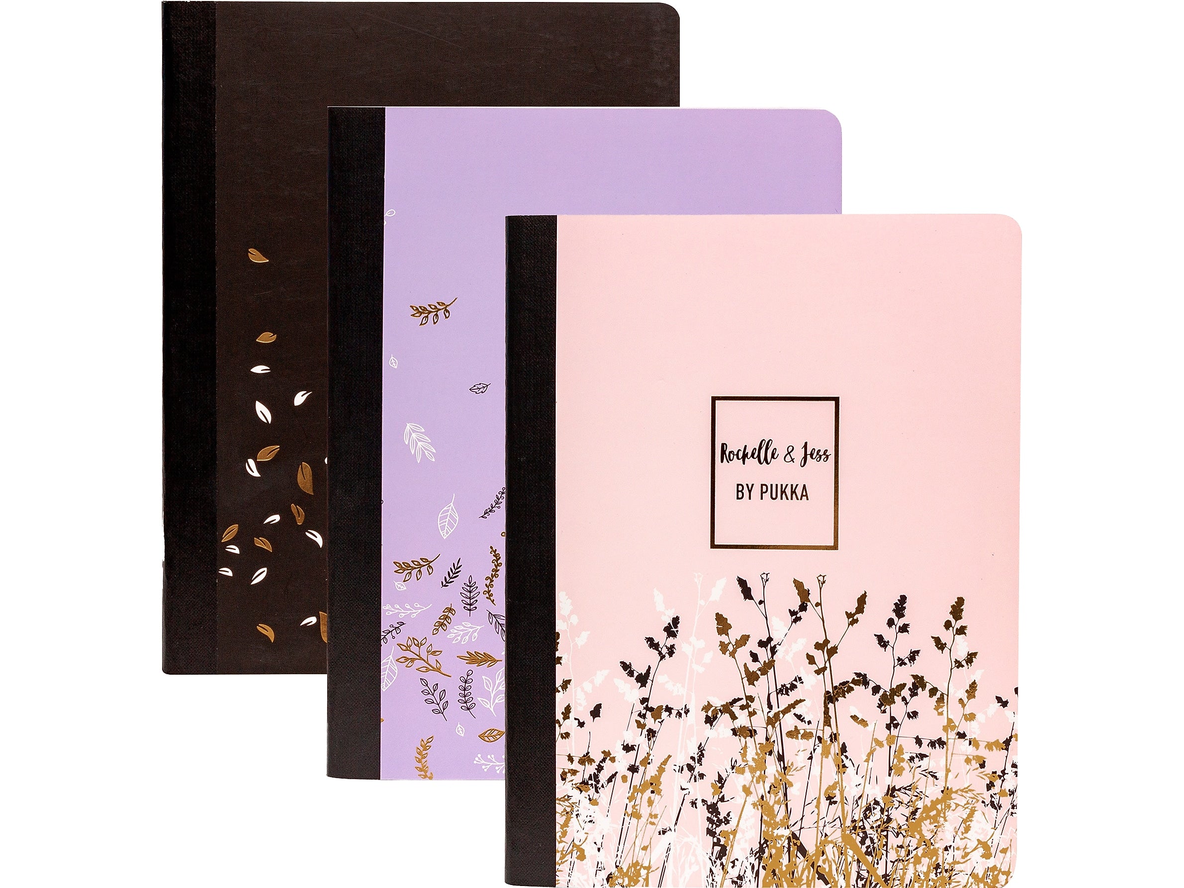 Pukka Pad Rochelle & Jess Composition Notebooks, 7.5" x 9.75", College Ruled, 70 Sheets, Assorted Colors, 3/Pack (9107-ROC)